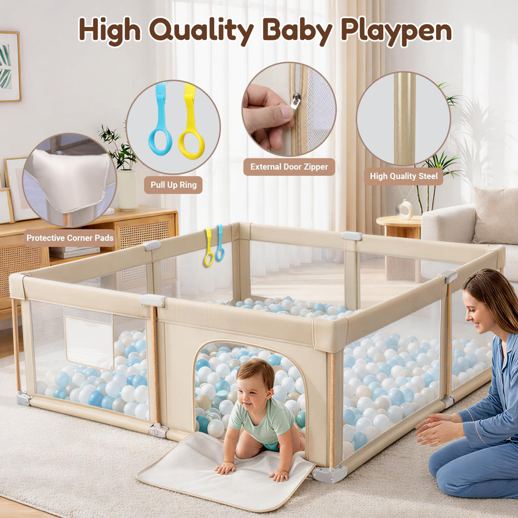 Foldable Baby Playpen with Mat, Mesh and Storage Bag Z609