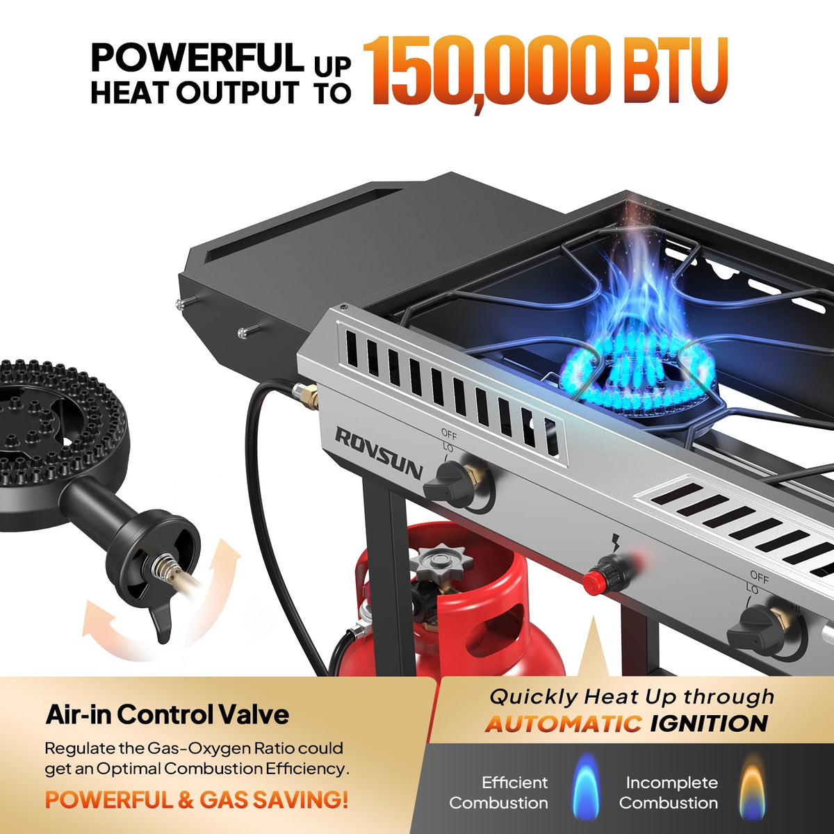 2 Burner Propane Gas Stove with Auto Ignition A109