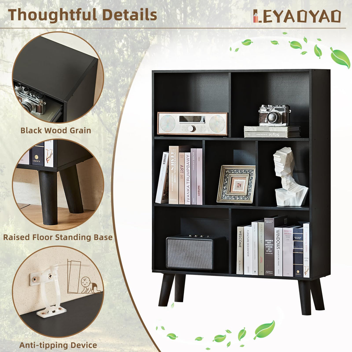 Black Cube Bookshelf with Legs E781