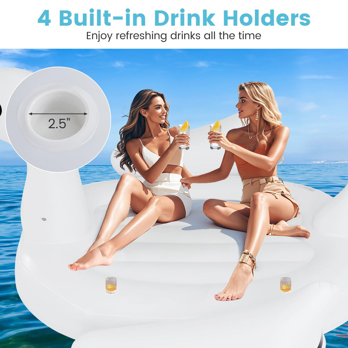4-Person Inflatable Pool Float with Cup Holders F502
