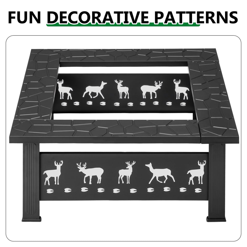 32 Inch Black Wrought Iron Wood Burning Fire Pit L79870