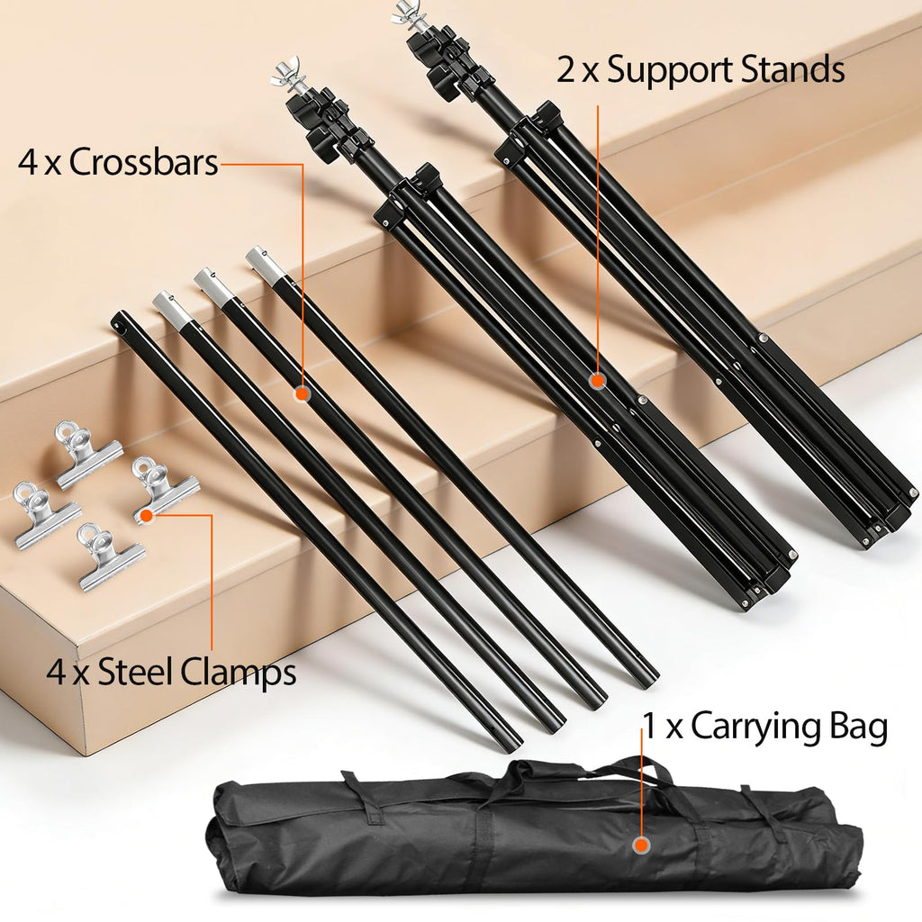6.5x10FT Portable Backdrop Stand Kit with 4 Steel Clamps Carrying Bag P1316