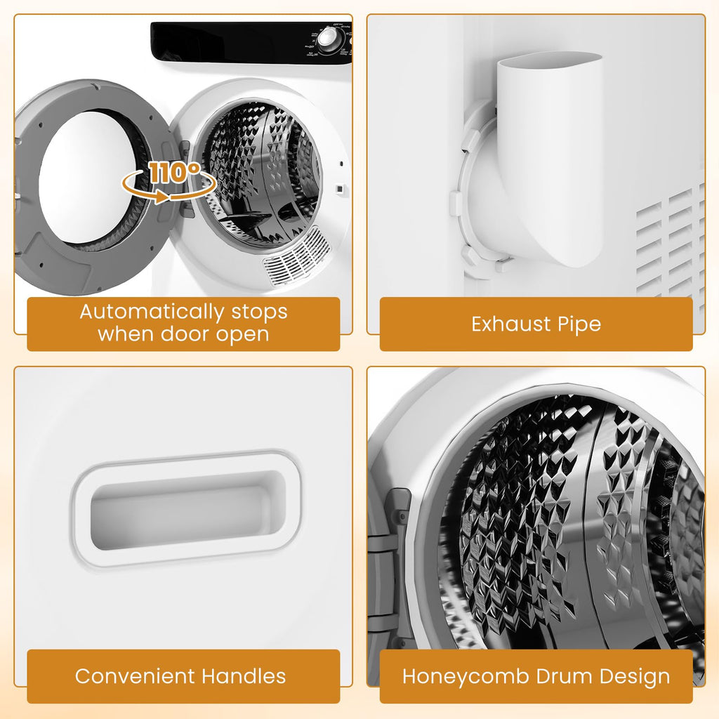 2.6 CU. FT. White Compact Electric Clothes Dryer with Stainless Steel Tub E5886
