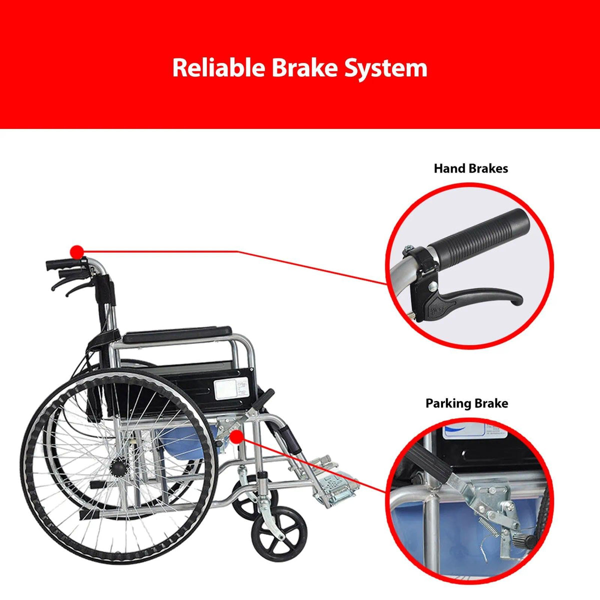 Foldable Reclining Wheelchair with Commode Bucket and Tray Table B473