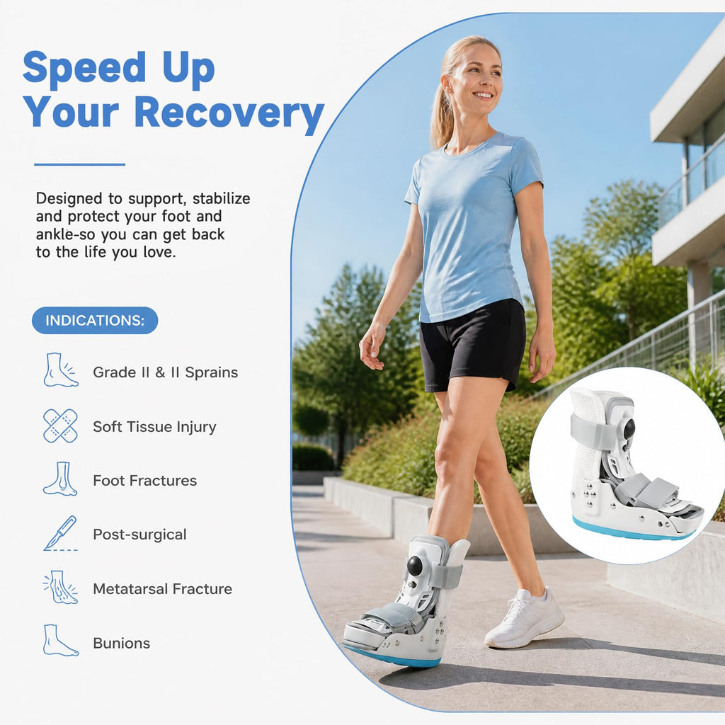 Short Orthopedic Medical Walker Boot with Moldable Thermoplastic Back Support (Large) C381381