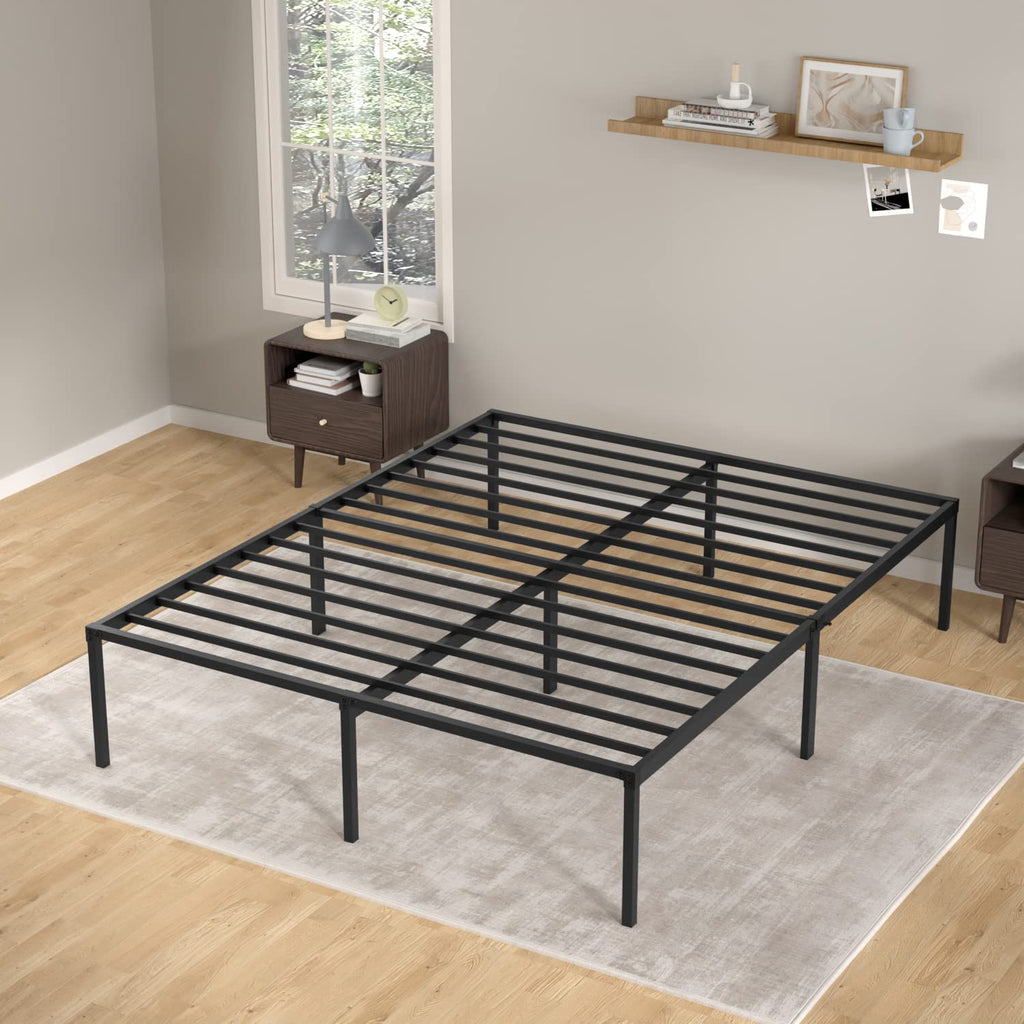 18 Inch Black Metal Full Size Platform Bed Frame with Storage J6697