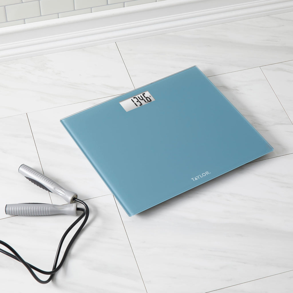 Digital Scale, Extra-Wide 13x15 Glass Platform, Slate Blue F9253
