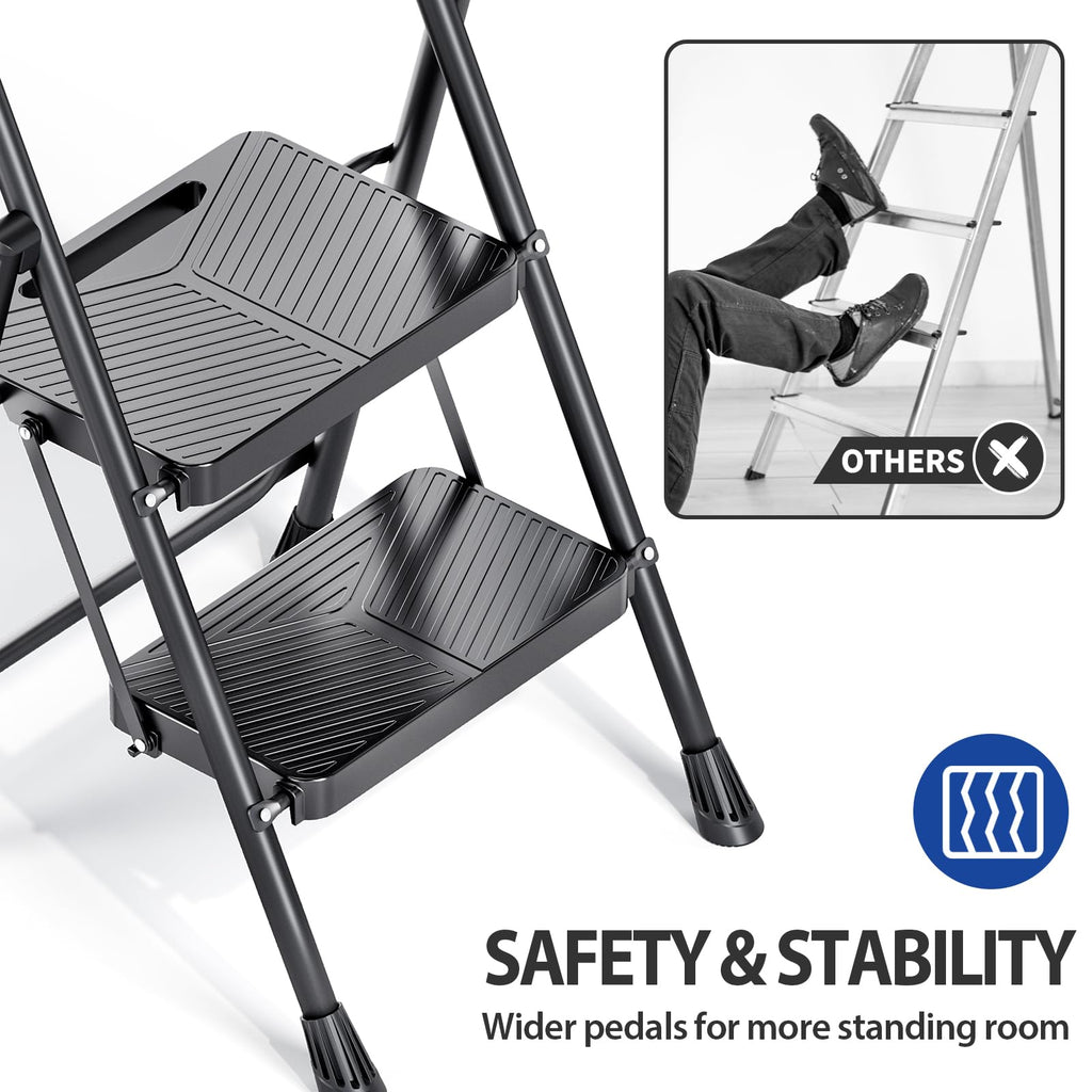 Folding 2 Step Ladder with Anti-Slip Pedals S128756