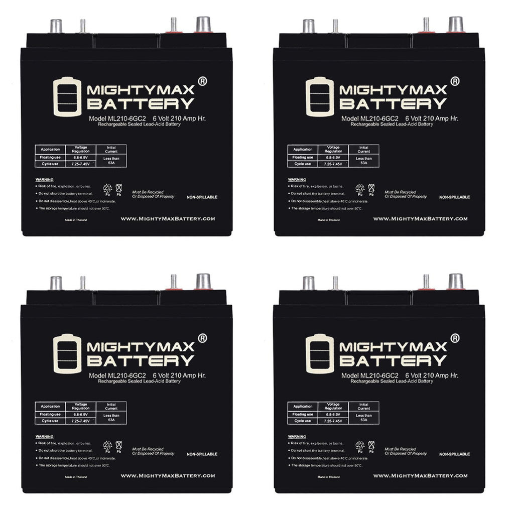 6V 210AH Dual Terminal SLA Replacement Battery 4 Pack H23150