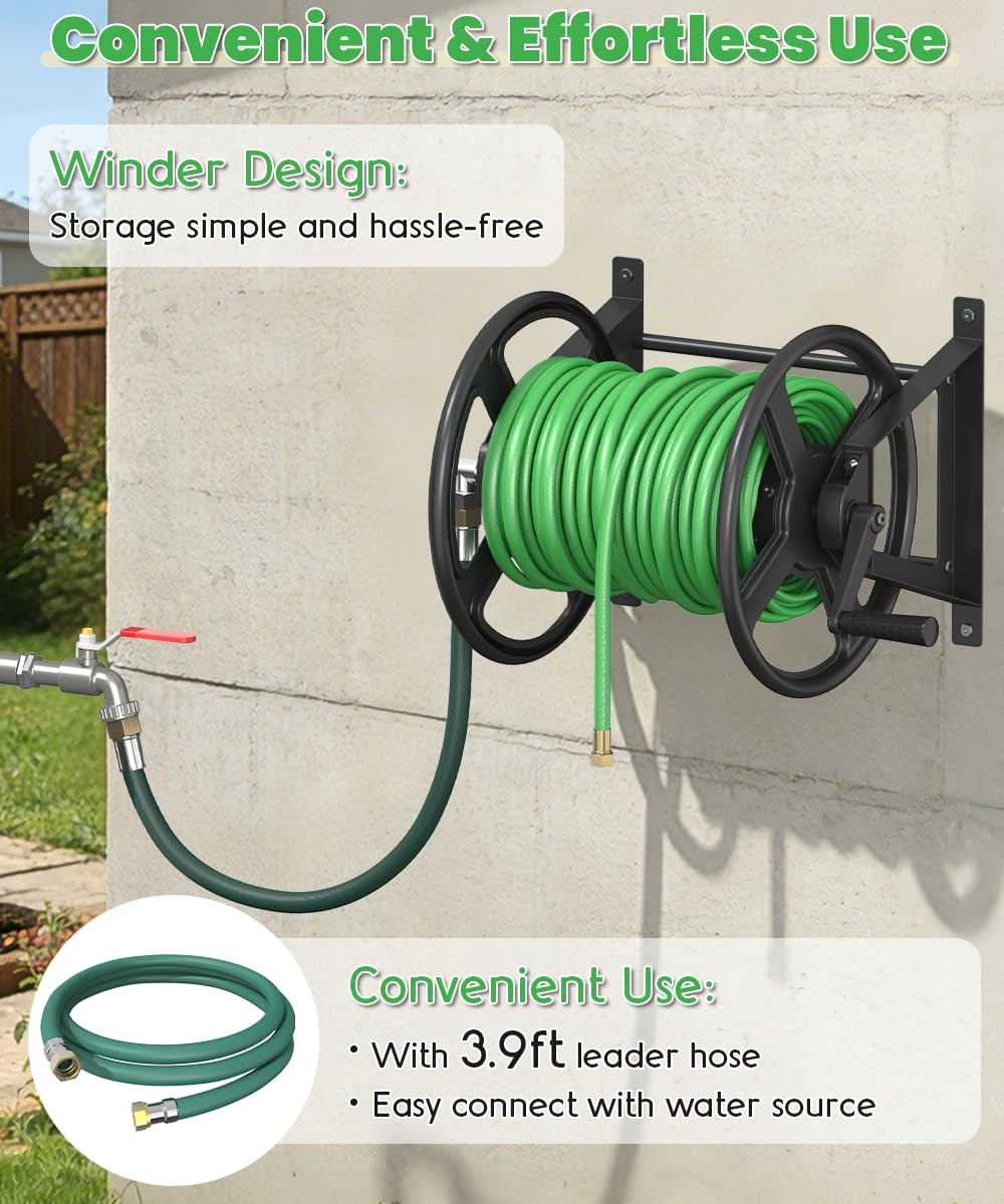 Wall Mounted Garden Hose Reel with Leader Hose N660