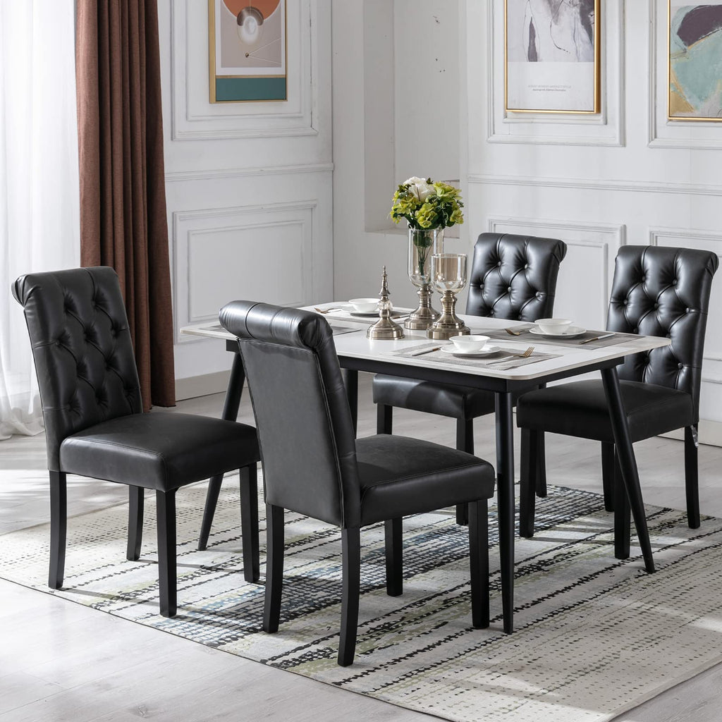 Black PU Leather Upholstered Dining Chairs Set of 4 U403402