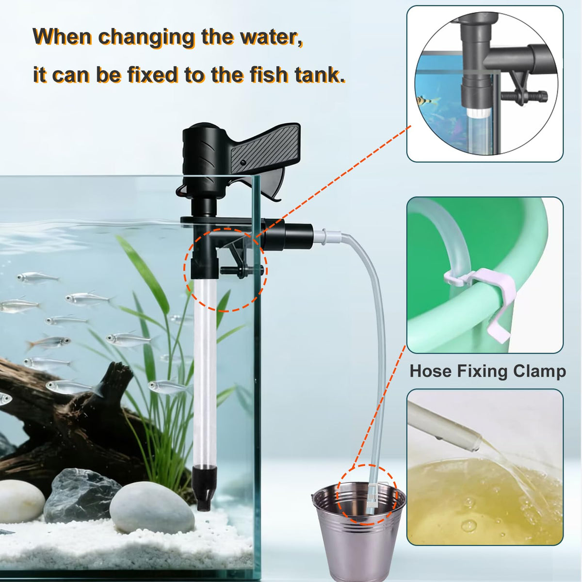Aquarium Gravel Cleaner with 6Ft Water Hose and Skimmer Net W305657