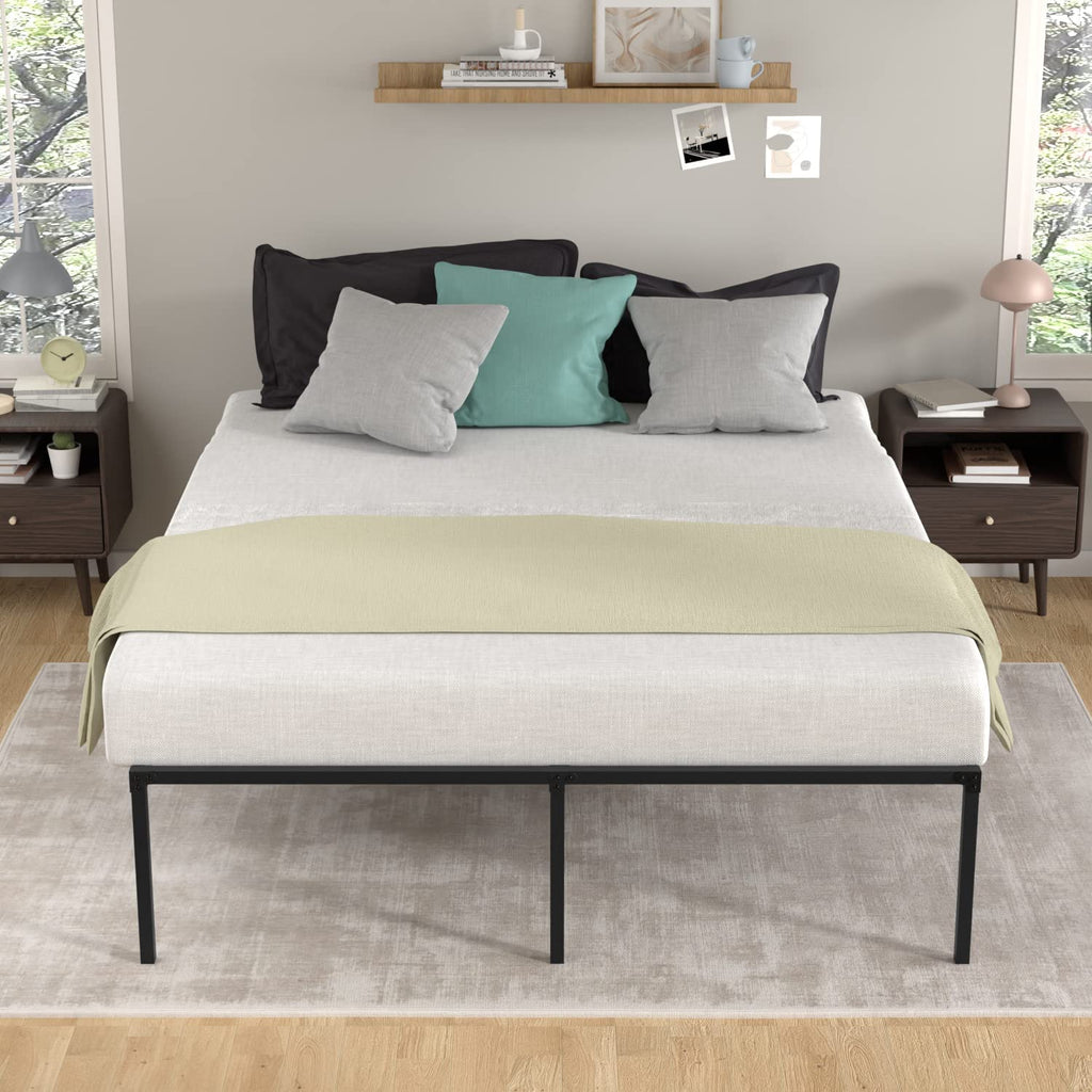 18 Inch Black Metal Full Size Platform Bed Frame with Storage J6697