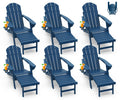 Blue Folding Adirondack Chairs with Ottoman Set of 6 H7148