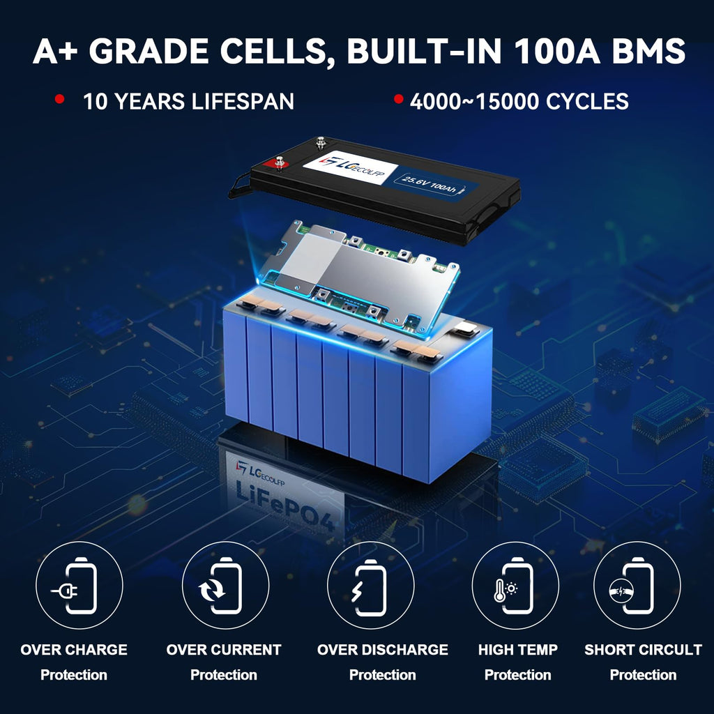 24V 100Ah LiFePO4 Battery with 100A BMS I8018