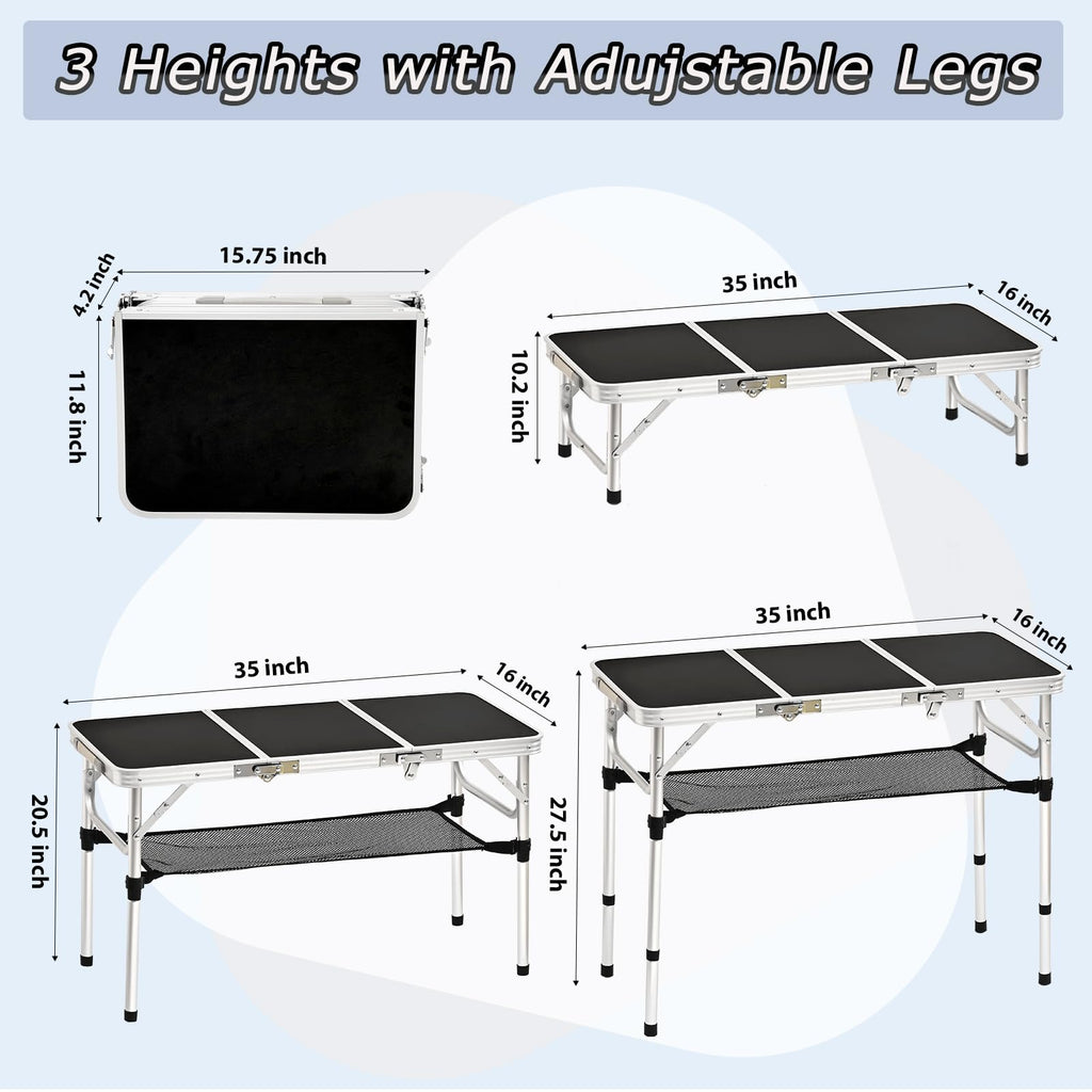 3ft Folding Camping Table with Storage Net L894831