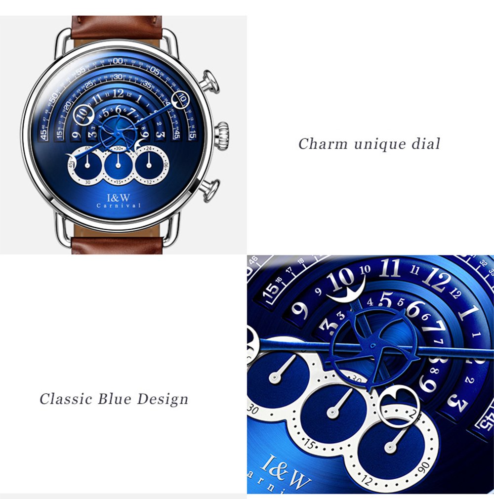 Men’s Chronograph Watch Leather Strap 41MM Quartz F338854