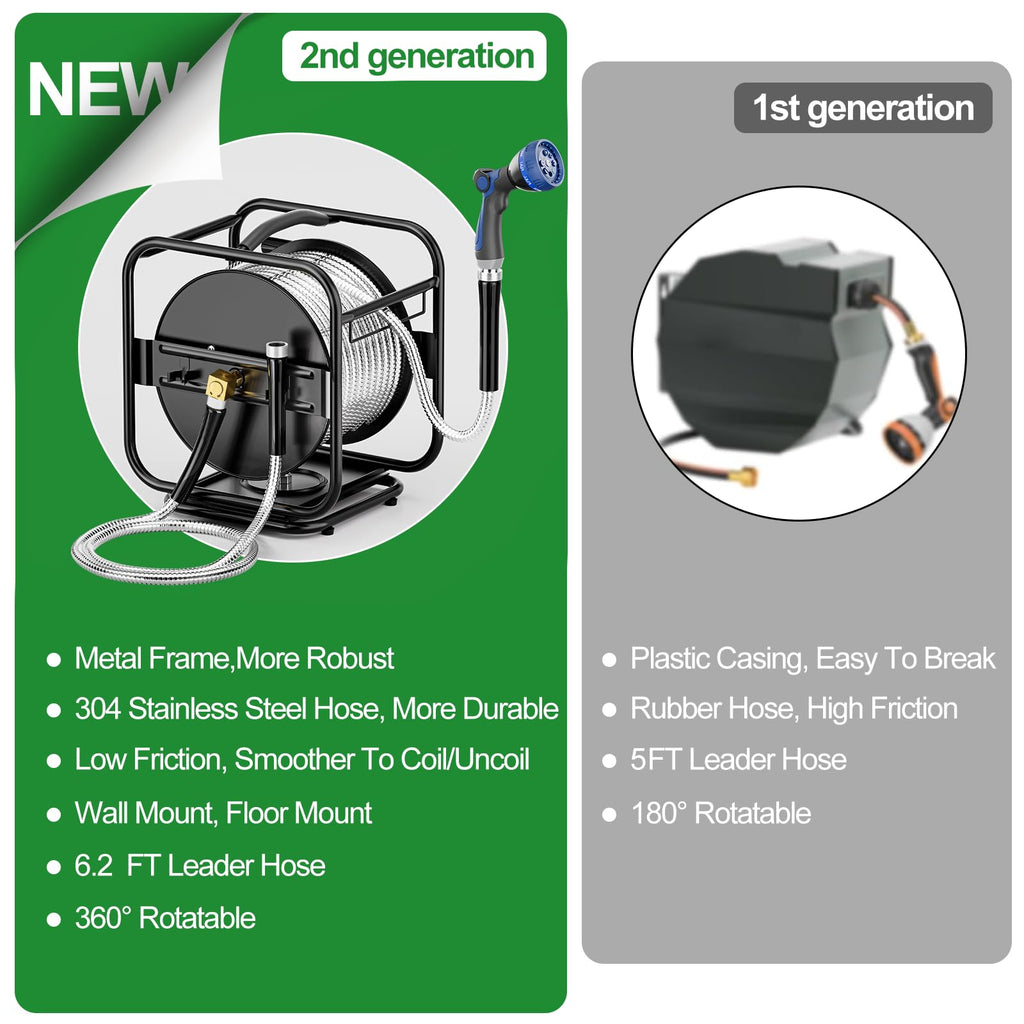 Garden Hose Reel With 100Ft Metal Water Pipe J505183