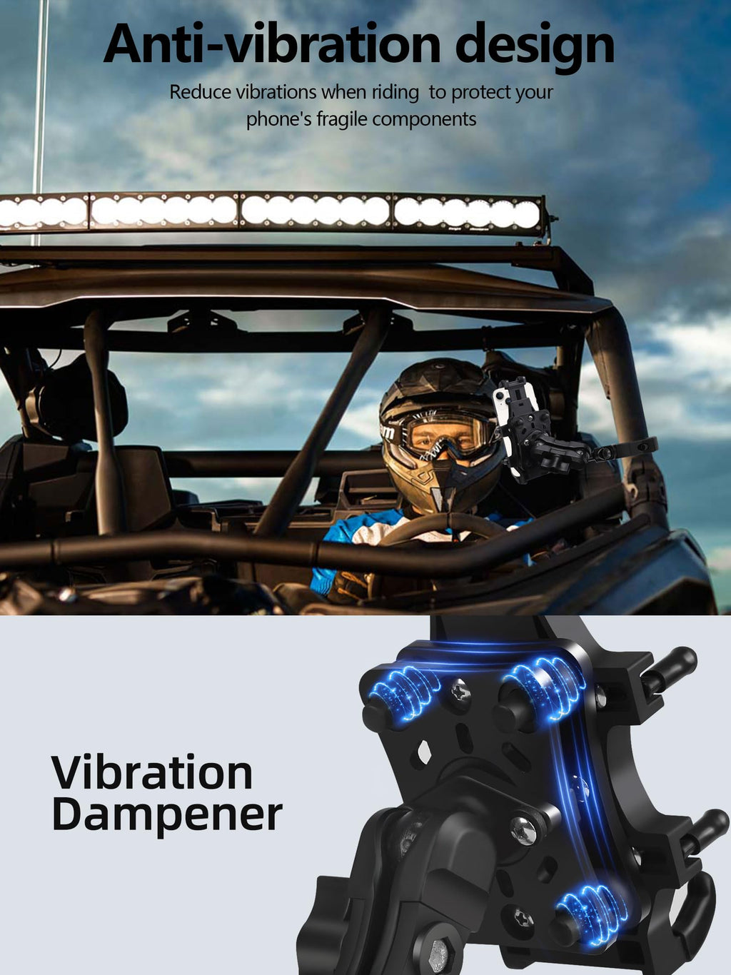 UTV Phone Mount Holder with Vibration Dampener F9509