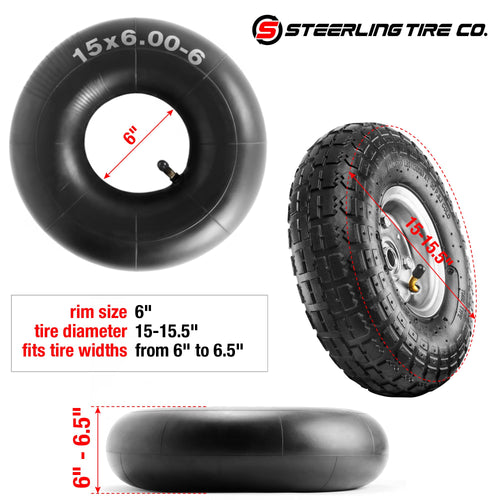 15x6.00-6" Inner Tubes, 2 Pack with TR-13 Straight Valve Stem M71200