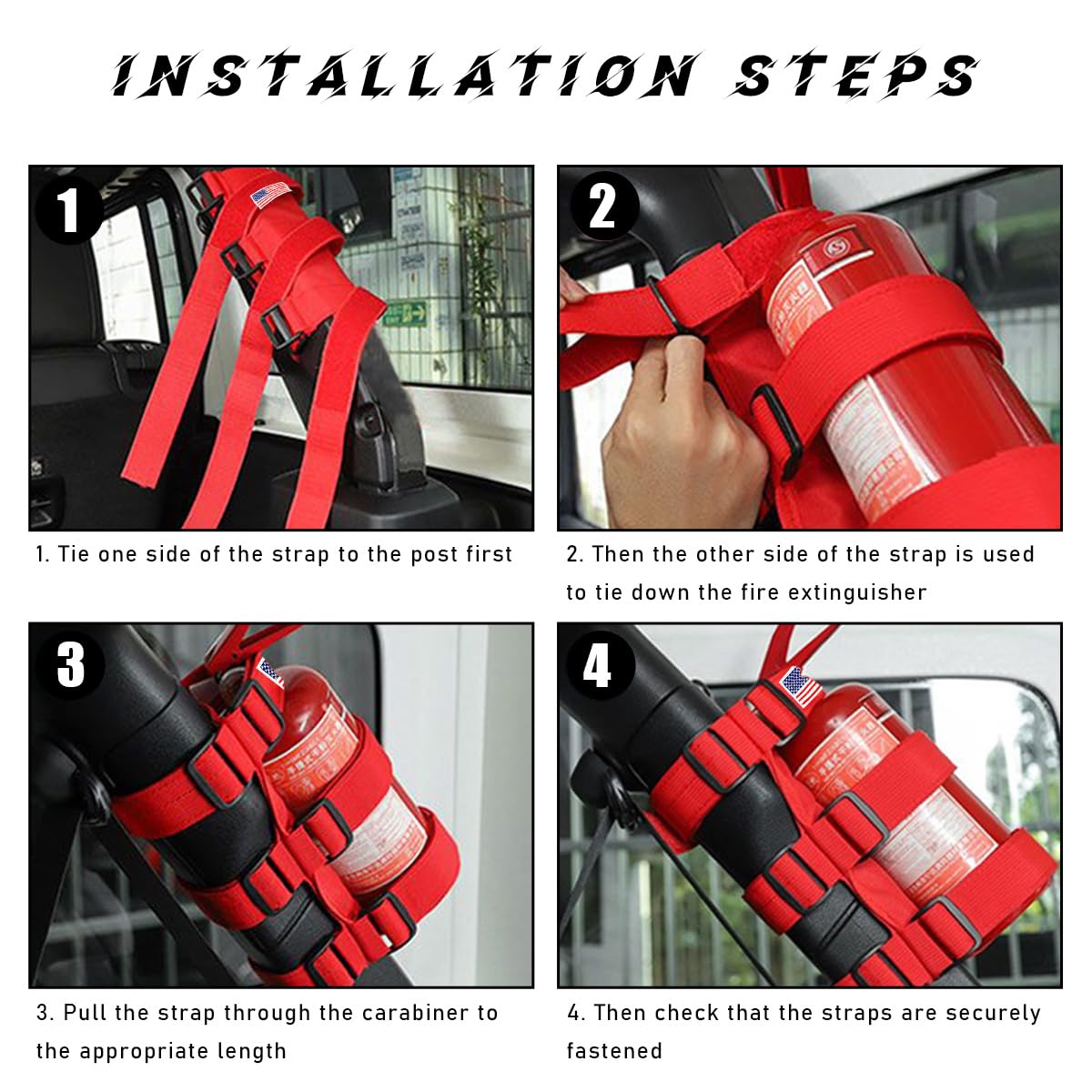 Adjustable Fire Extinguisher Holder with American Flag Pattern Strap F484