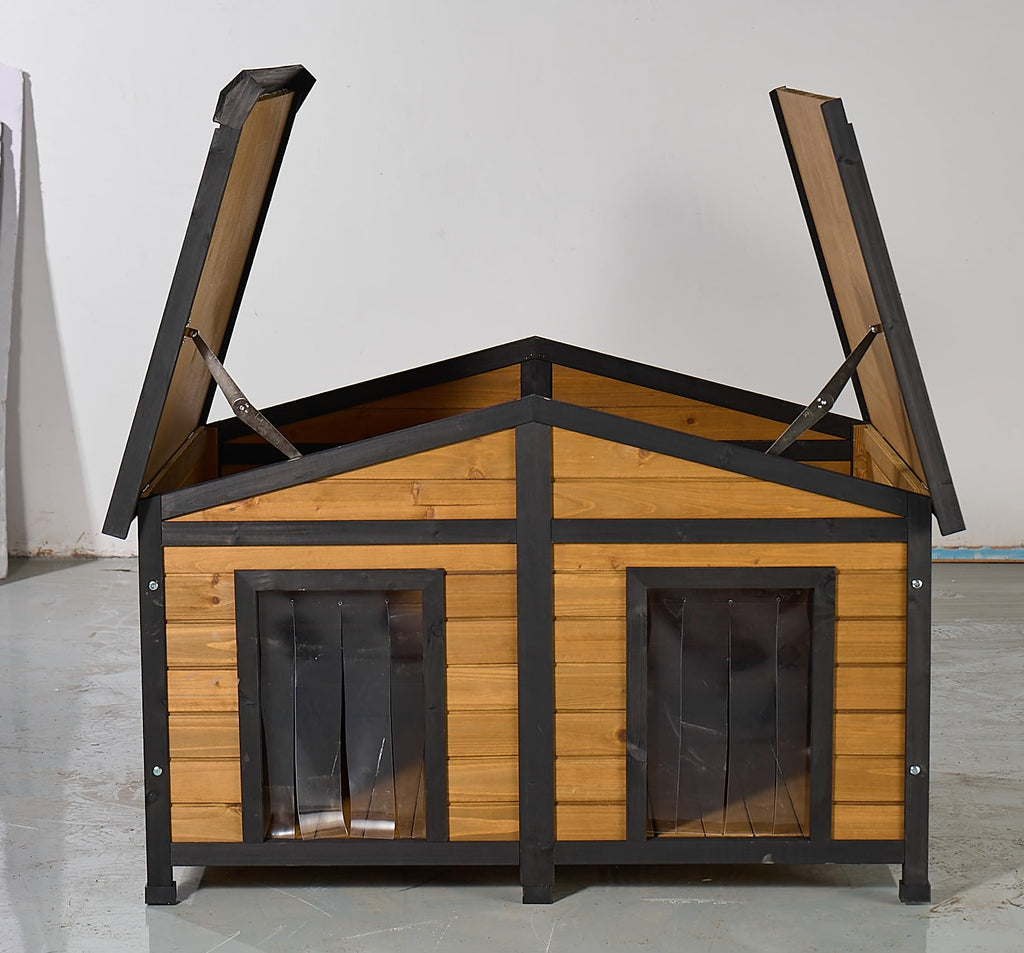 Large Wooden 2-Tier Rabbit Cage with Waterproof Roof K793783