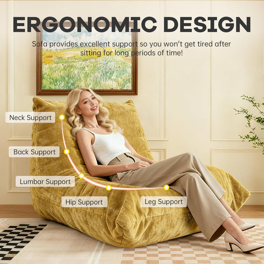 Yellow Memory Foam Bean Bag Chair H3689