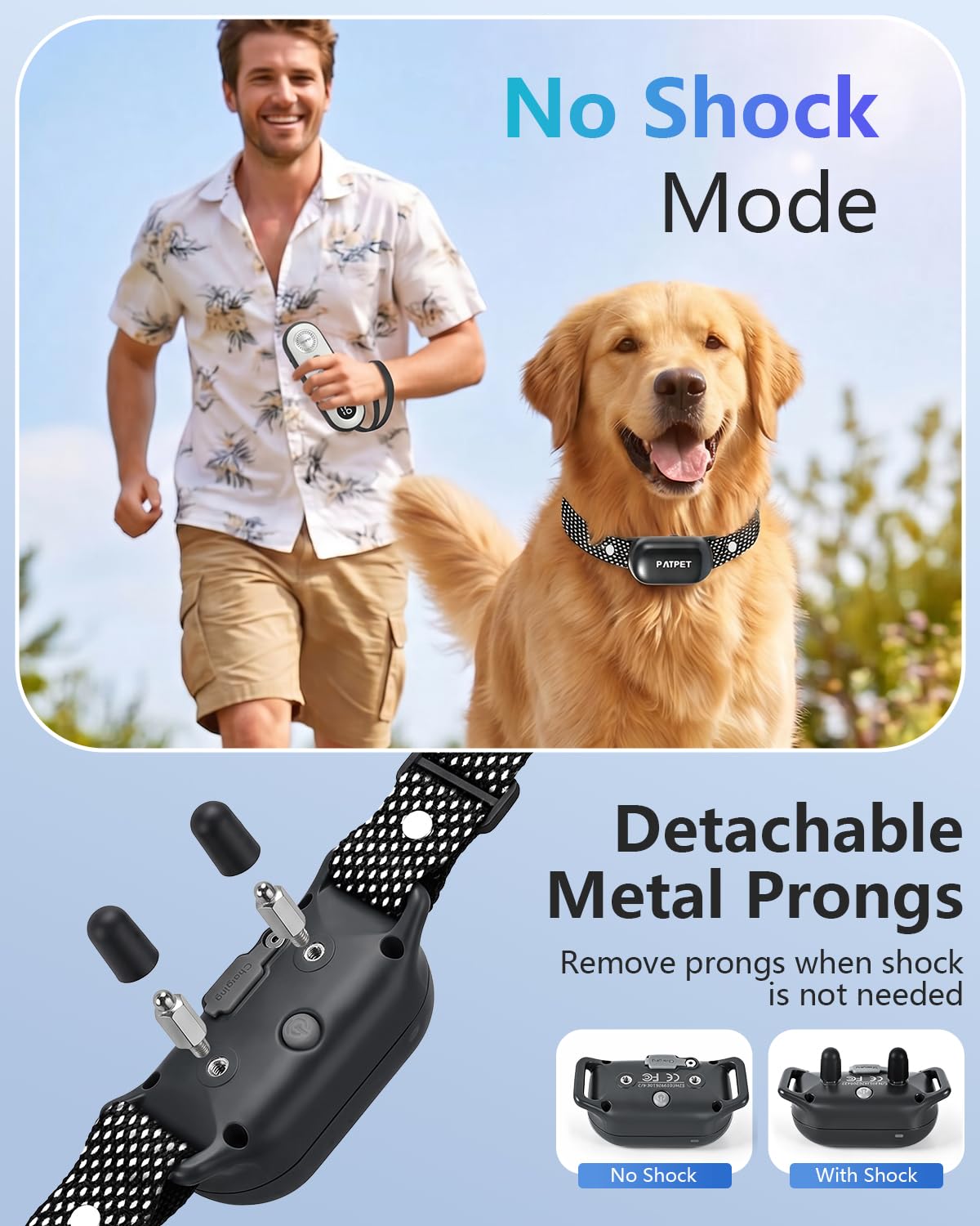 Rechargeable IPX7 Waterproof Dog Training Collar with Remote for 2 Dogs Q181