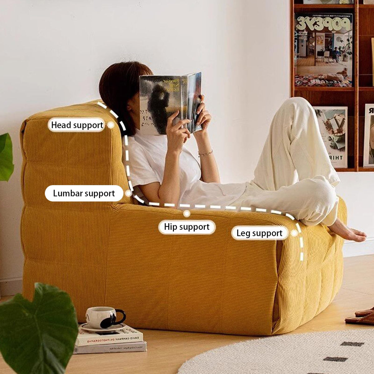Yellow Corduroy Bean Bag Chair K32831