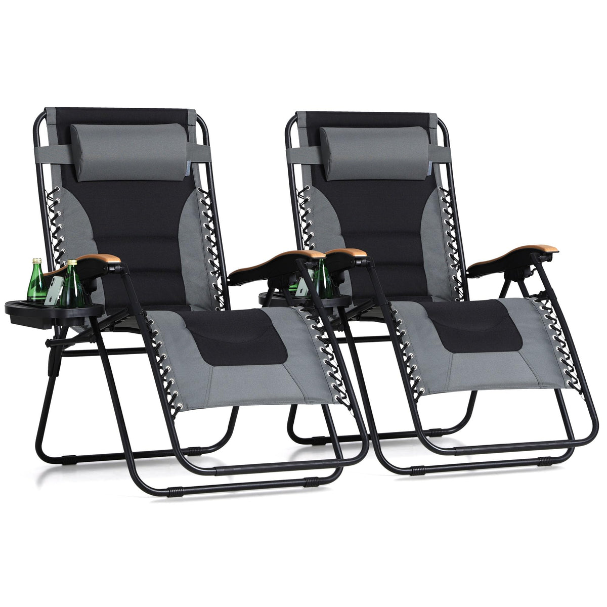 Grey Set of 2 Padded Zero Gravity Chair B261329