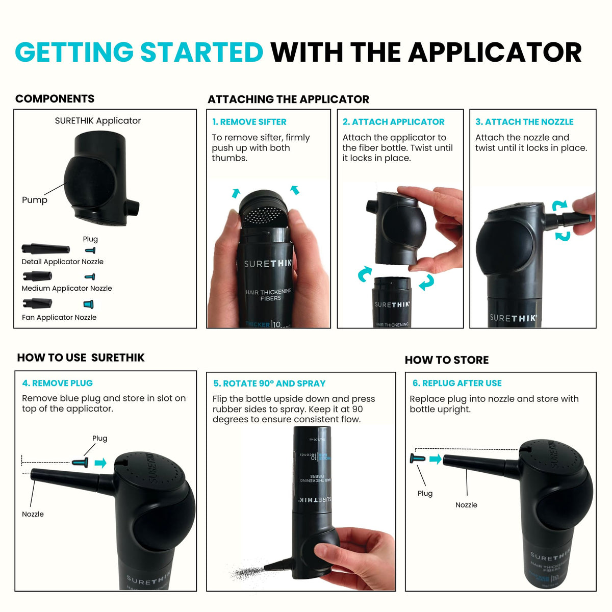 15g Hair Fiber 4 Piece Set with Application Tools P4924