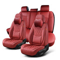 Wine Red Leather Car Seat Covers Full Set R3085