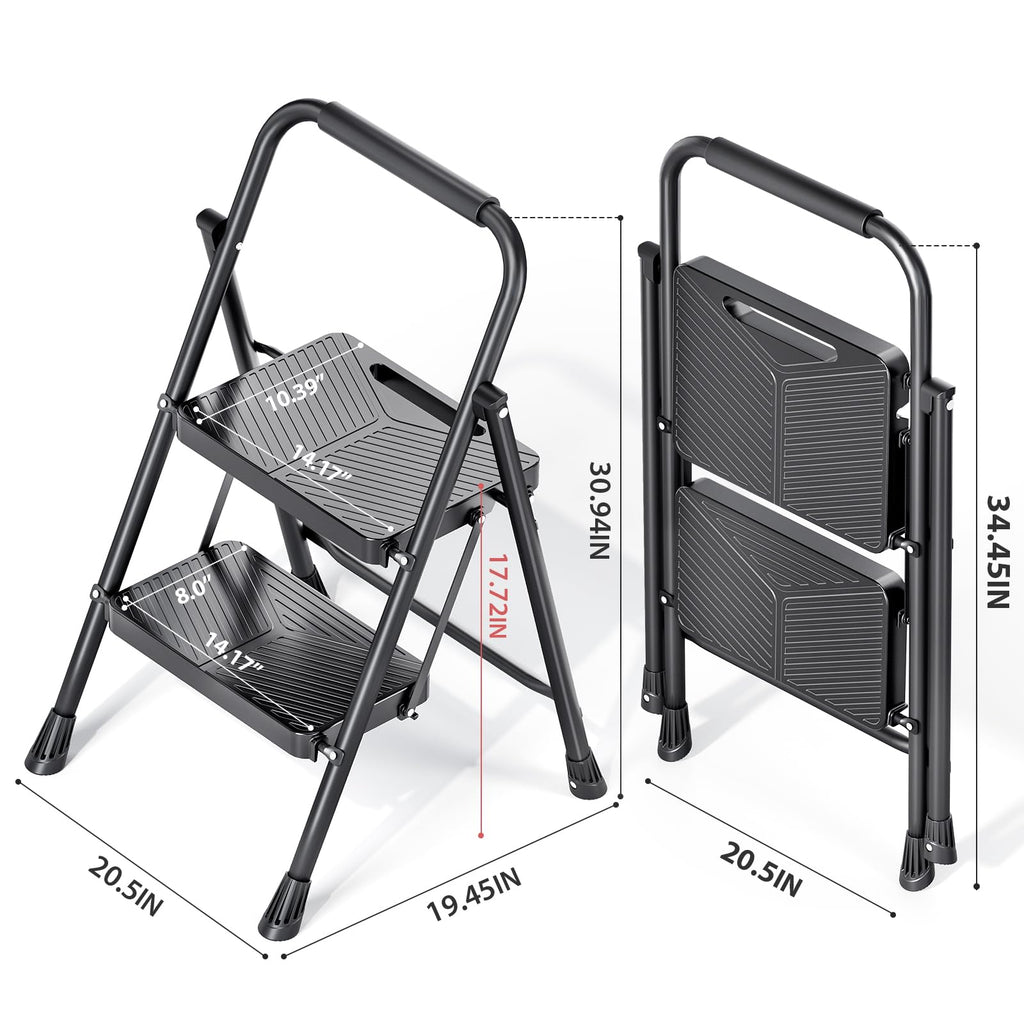 Folding 2 Step Ladder with Anti-Slip Pedals S128756