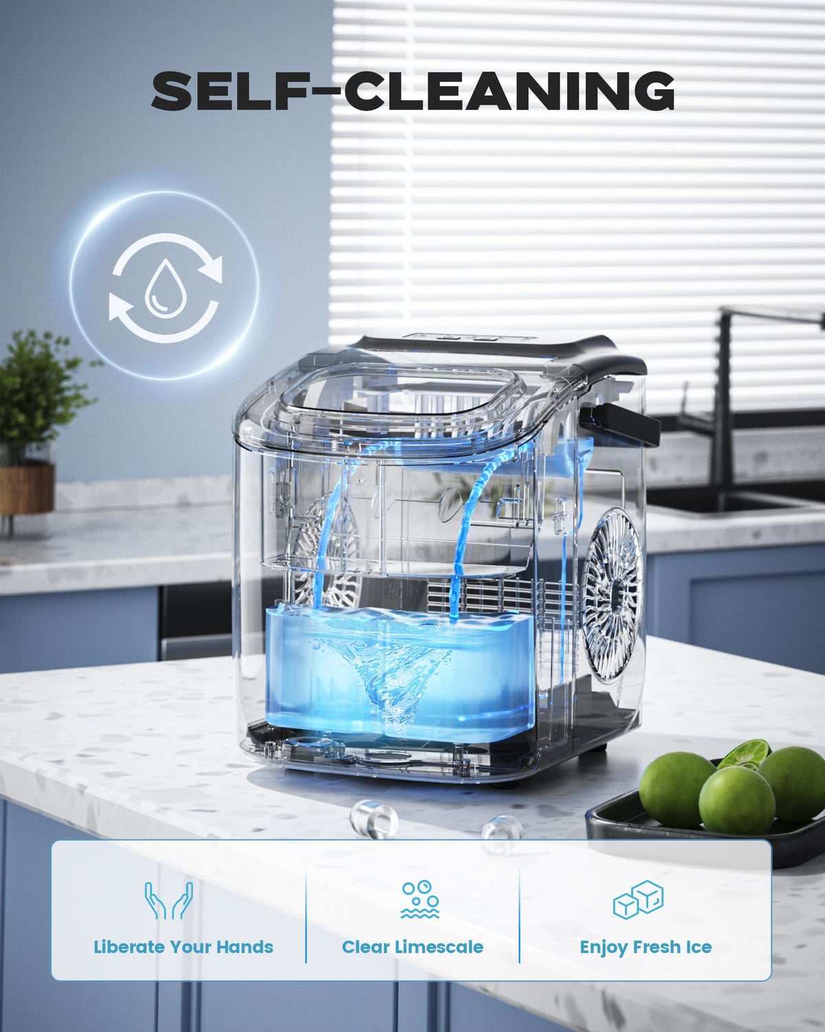 Countertop Ice Maker with Carry Handle, 26lbs/24Hrs I164