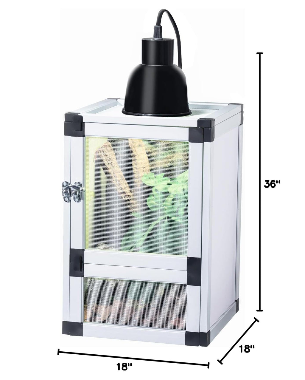 18"x18"x36" Aluminum Frame Reptile Cage with Screen & Acrylic Front Doors H741709