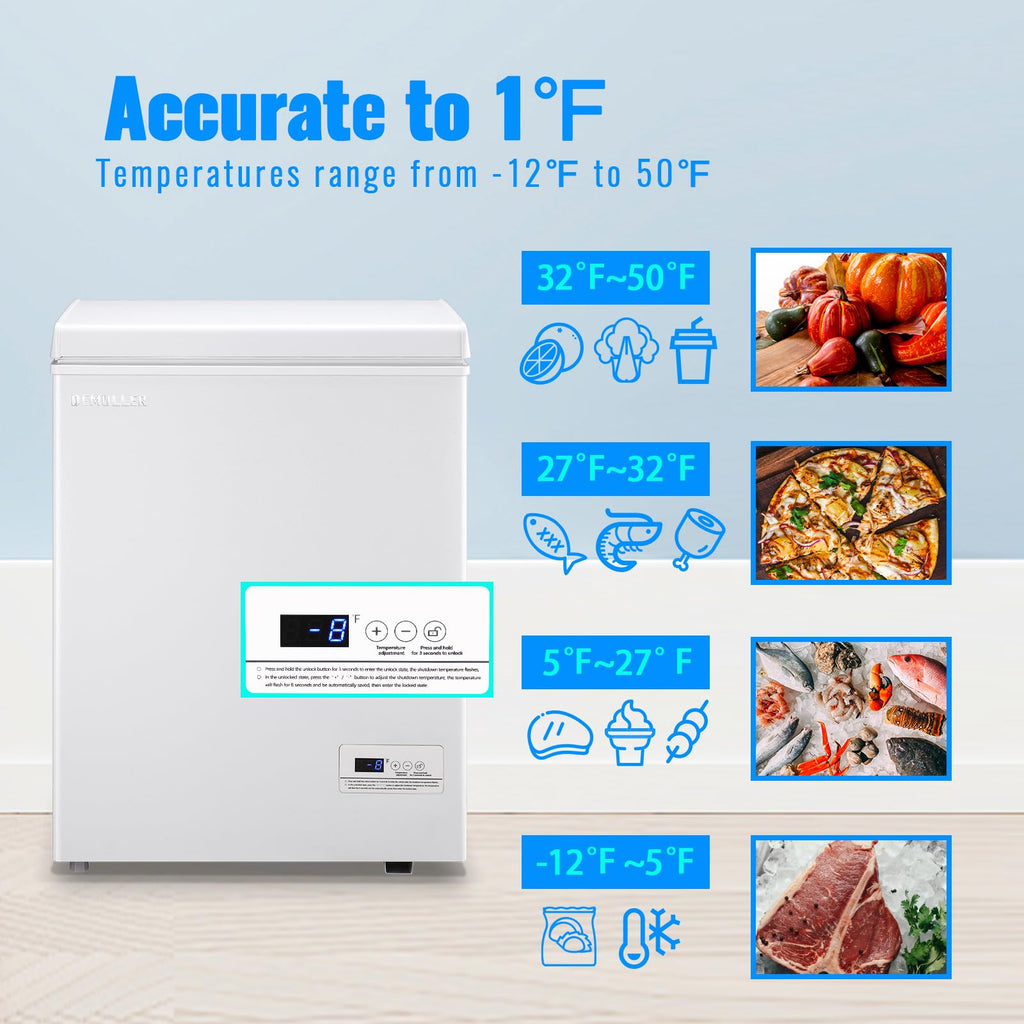 3.5 CU.FT White Chest Freezer with Two Removable Baskets B5635