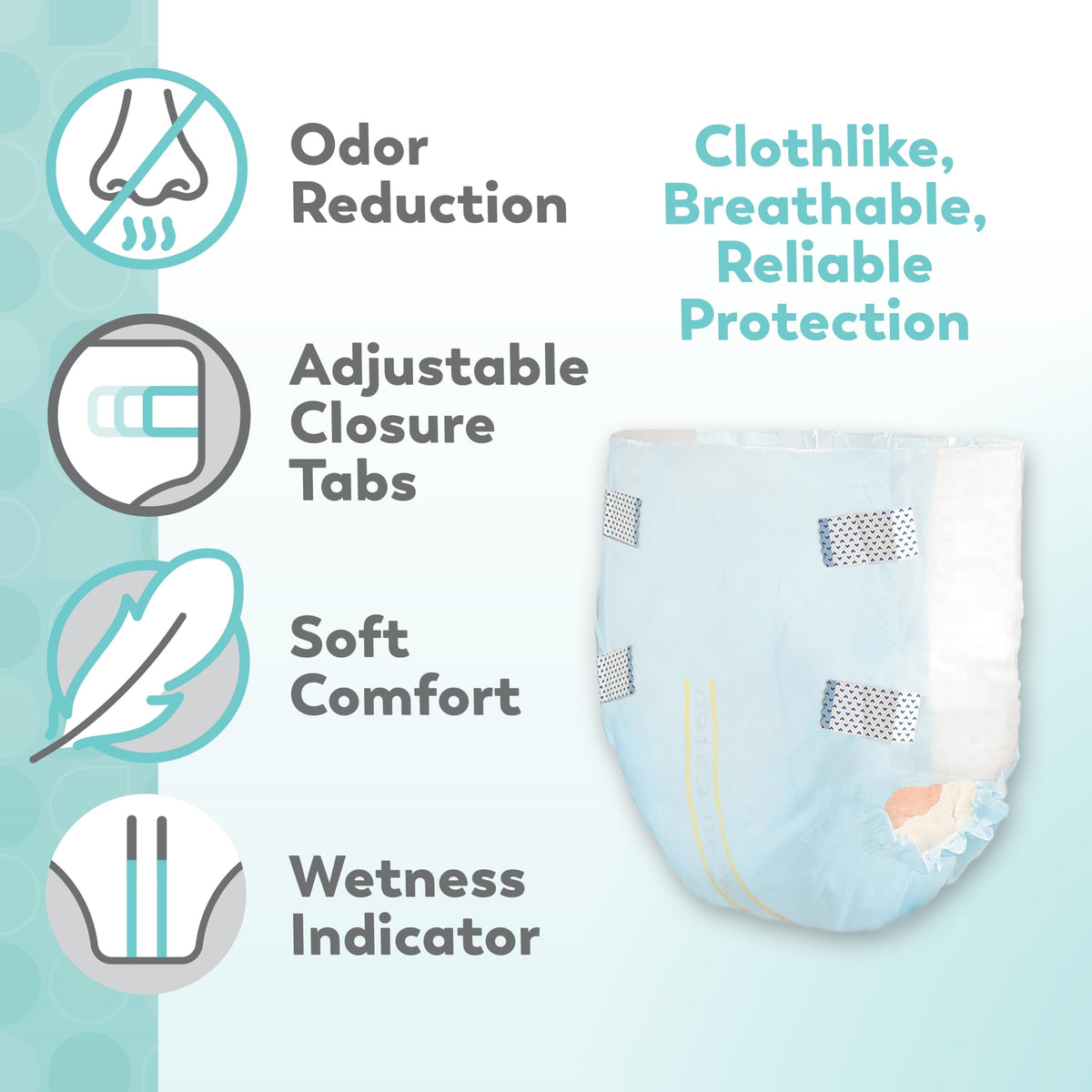 Heavy Adult Diapers with Tabs, Large, 12 Ct N327769