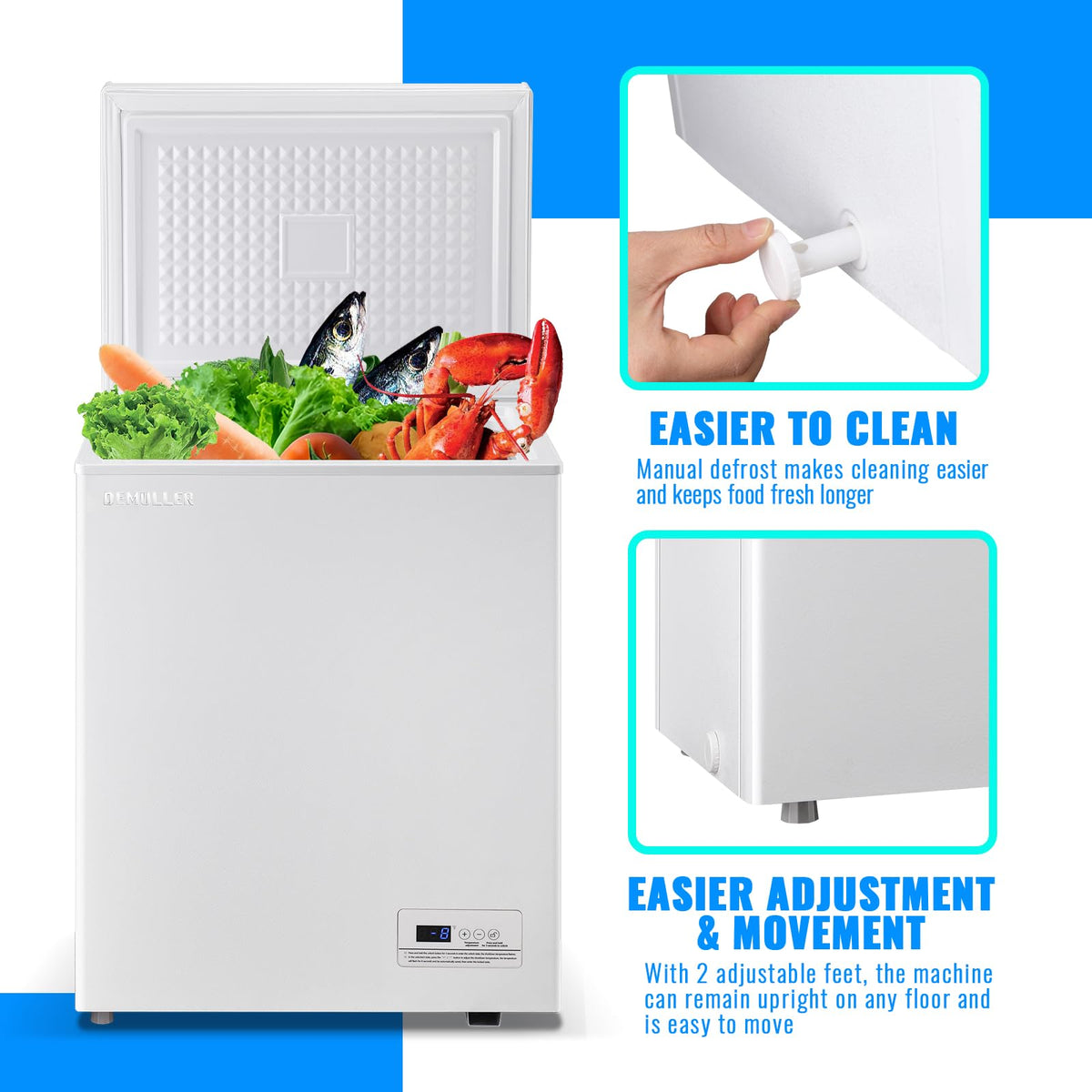 3.5 CU.FT White Chest Freezer with Two Removable Baskets B5635