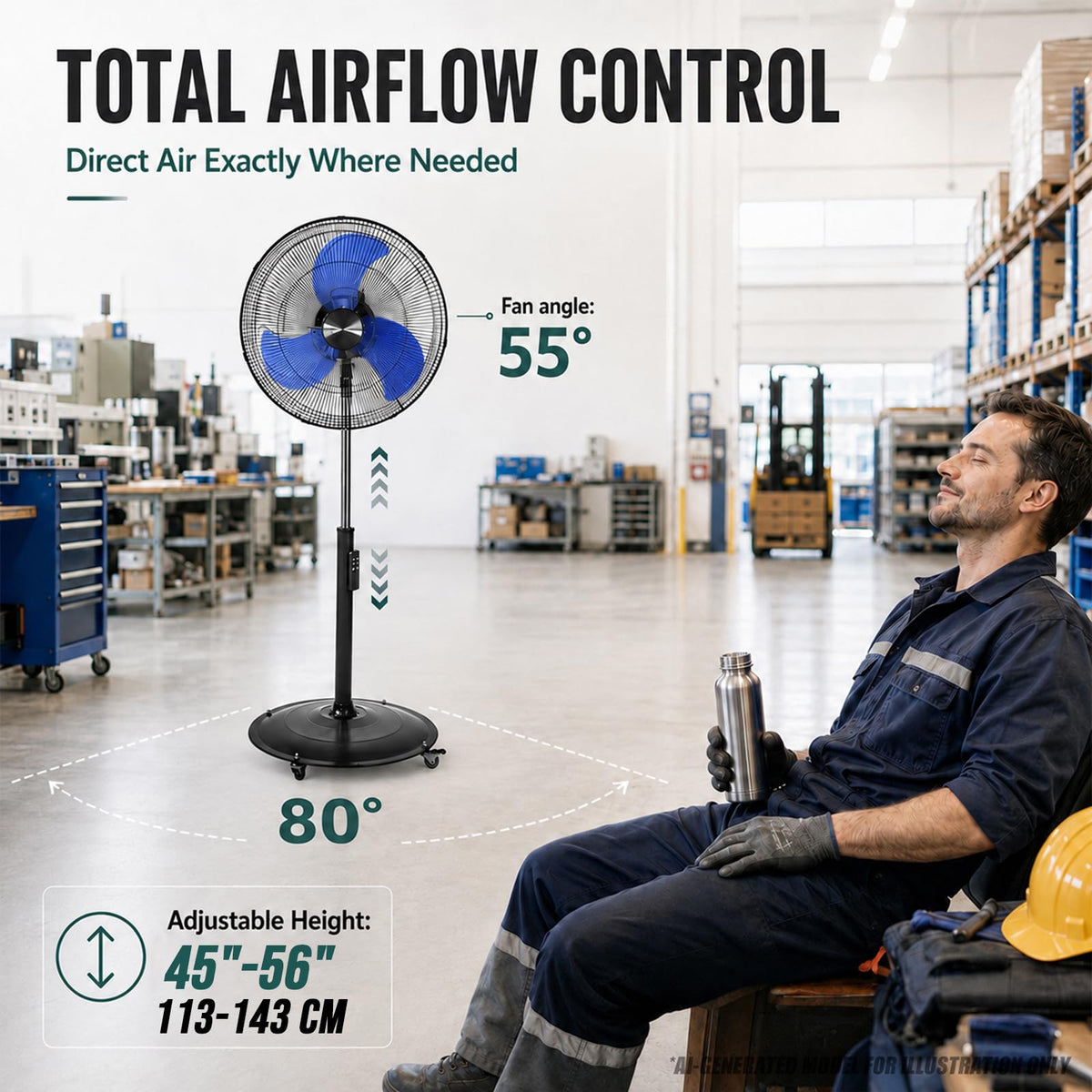 20 Inch Oscillating Pedestal Fan with Remote Control O721720