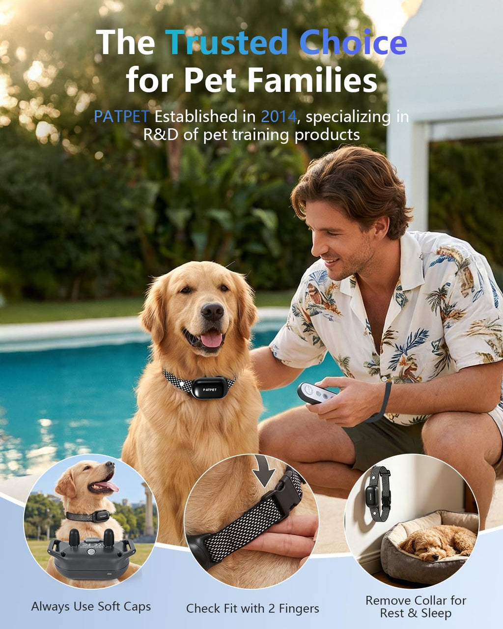 Rechargeable IPX7 Waterproof Dog Training Collar with Remote for 2 Dogs Q181