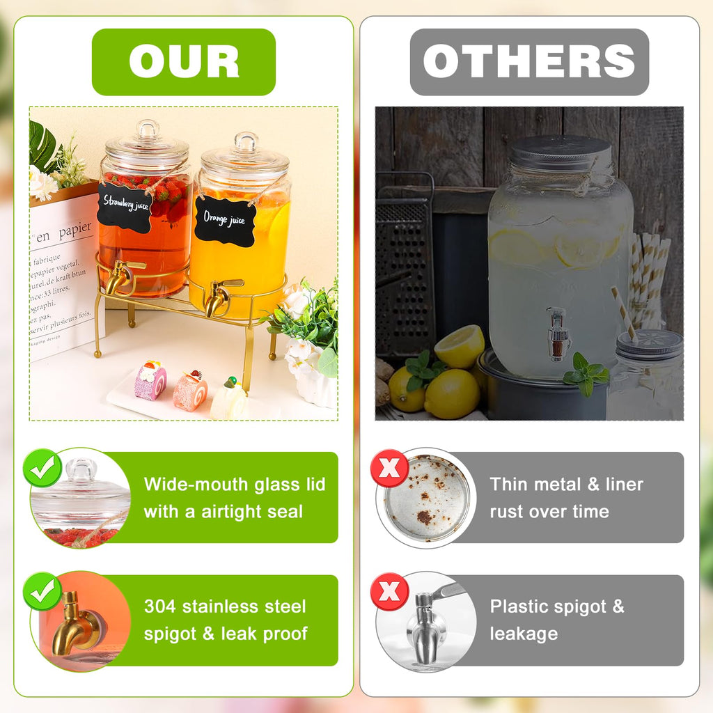 2 Pack 1 Gallon Beverage Dispenser with Stand P6550