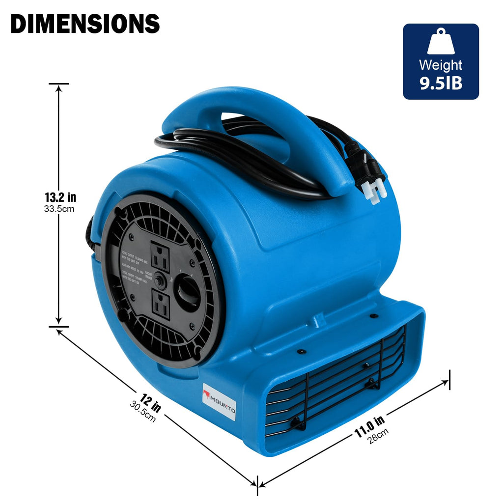 1/5hp 800cfm 3-Speed Air Mover Blower Fan with Dual Outlet U9090