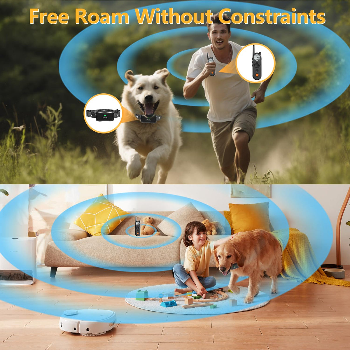 Wireless Dog Fence and Remote Training Collar, IPX7 Waterproof, 185 Days Rechargeable Battery Y976685