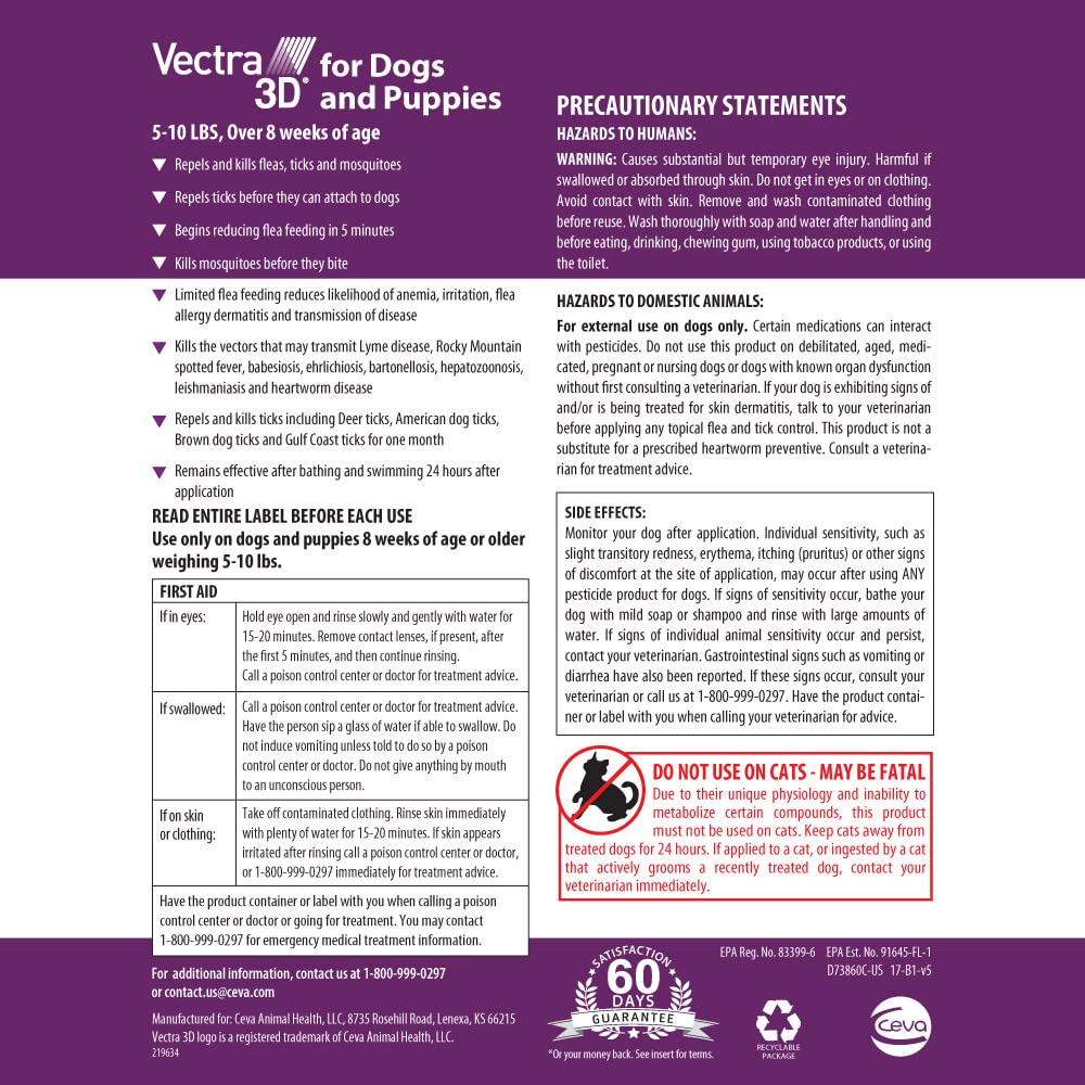 Flea and Tick Prevention for Extra Small Dogs 5-10 lbs R63483