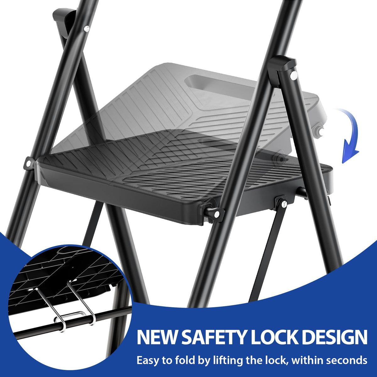 Folding 2 Step Ladder with Anti-Slip Pedals S128756
