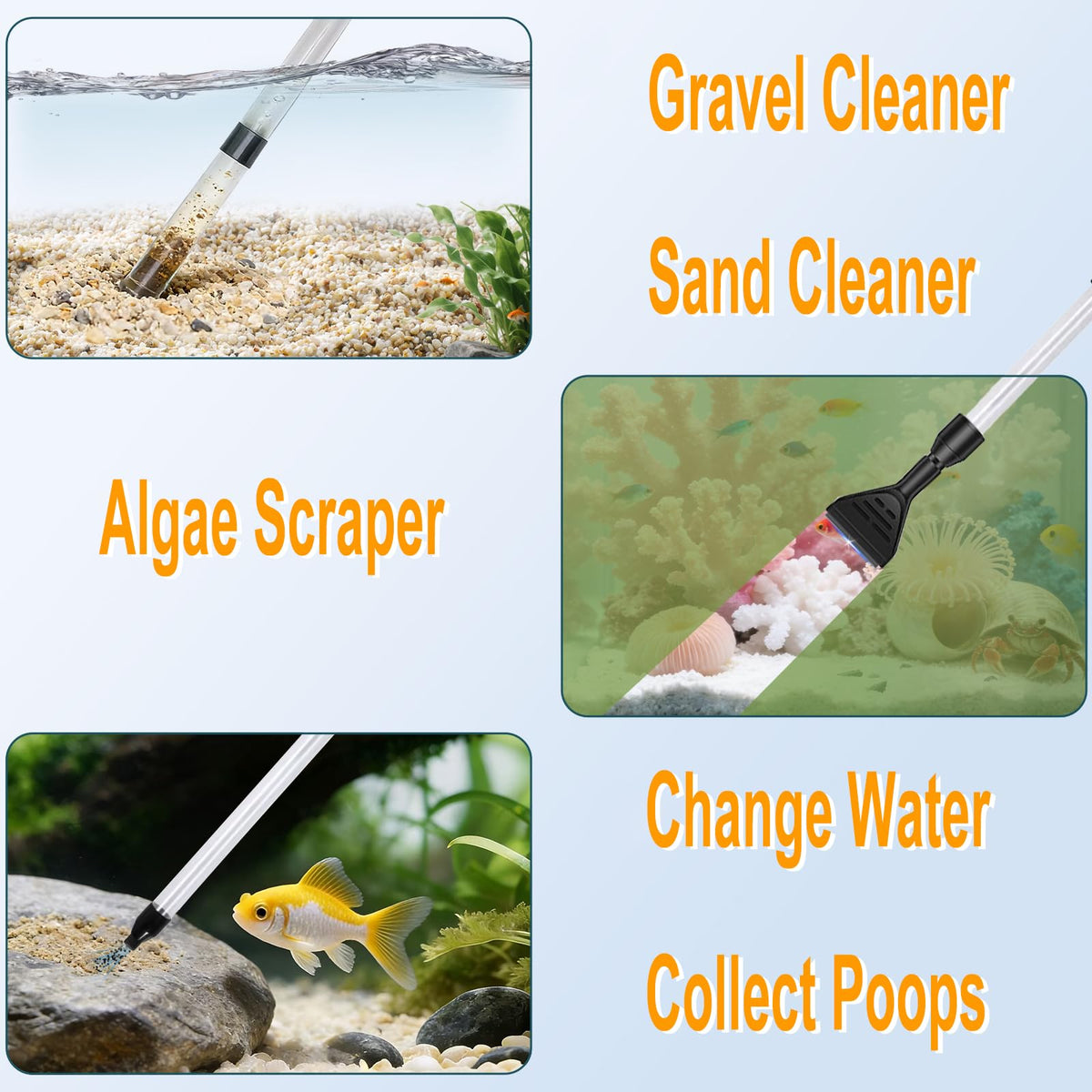 Aquarium Gravel Cleaner with 6Ft Water Hose and Skimmer Net W305657