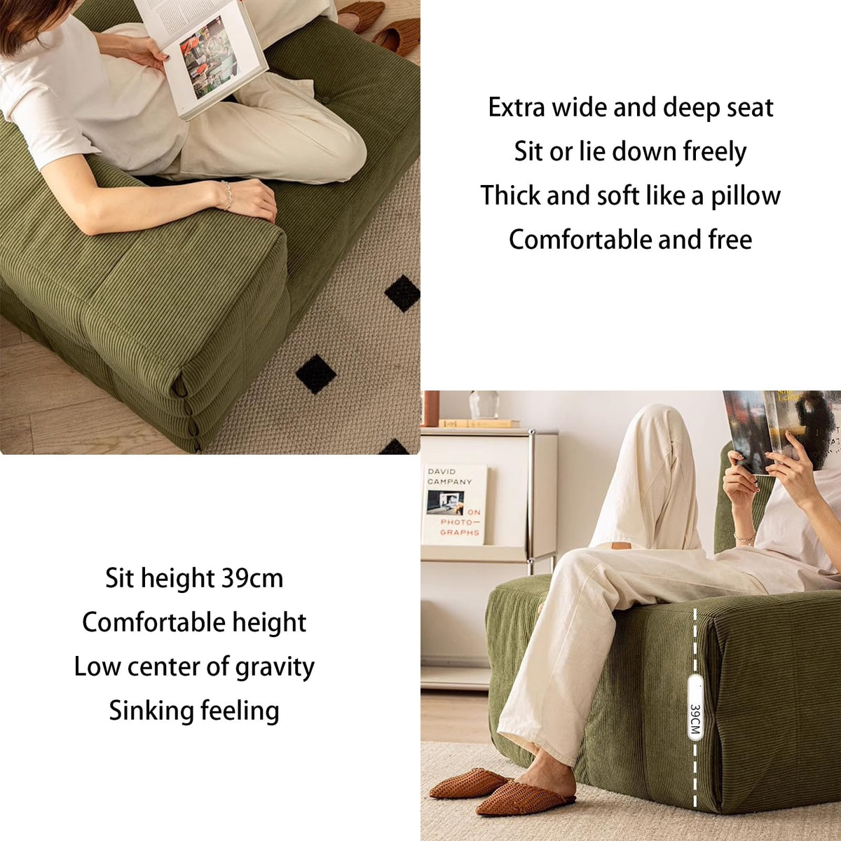 Yellow Corduroy Bean Bag Chair K32831