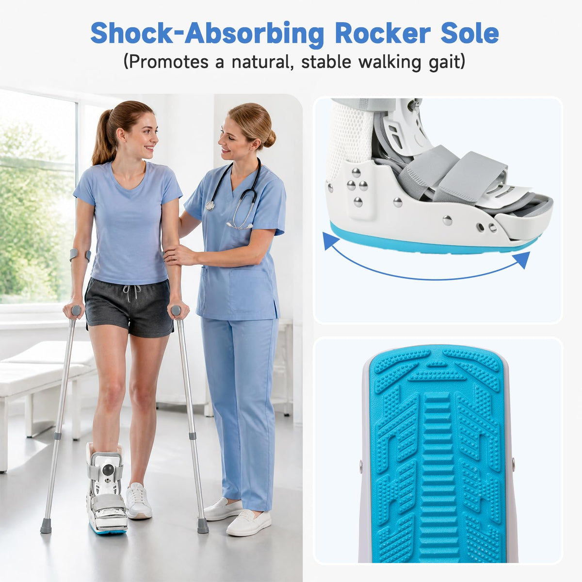 Short Orthopedic Medical Walker Boot with Moldable Thermoplastic Back Support (Large) C381381