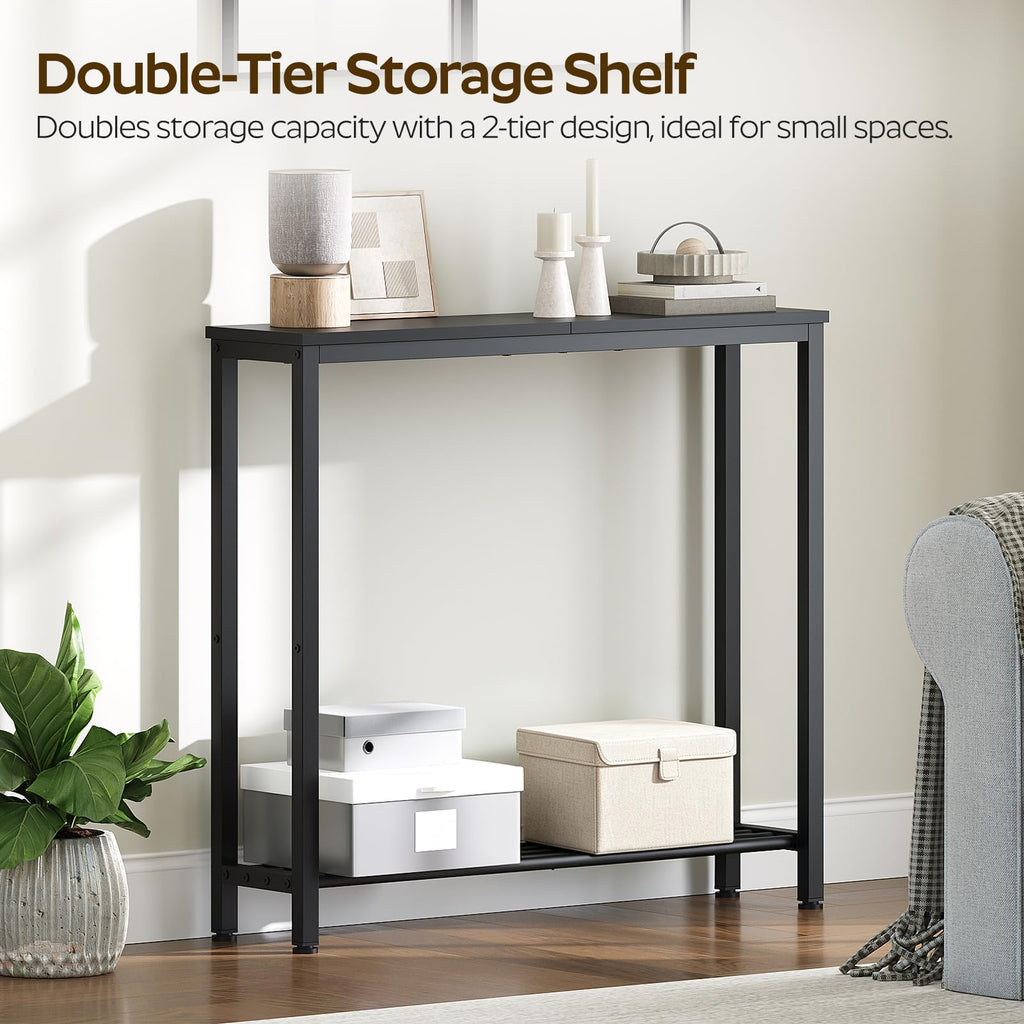 Black 2-Tier Narrow Console Table B456