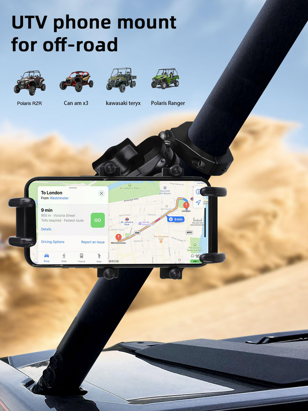 UTV Phone Mount Holder with Vibration Dampener F9509